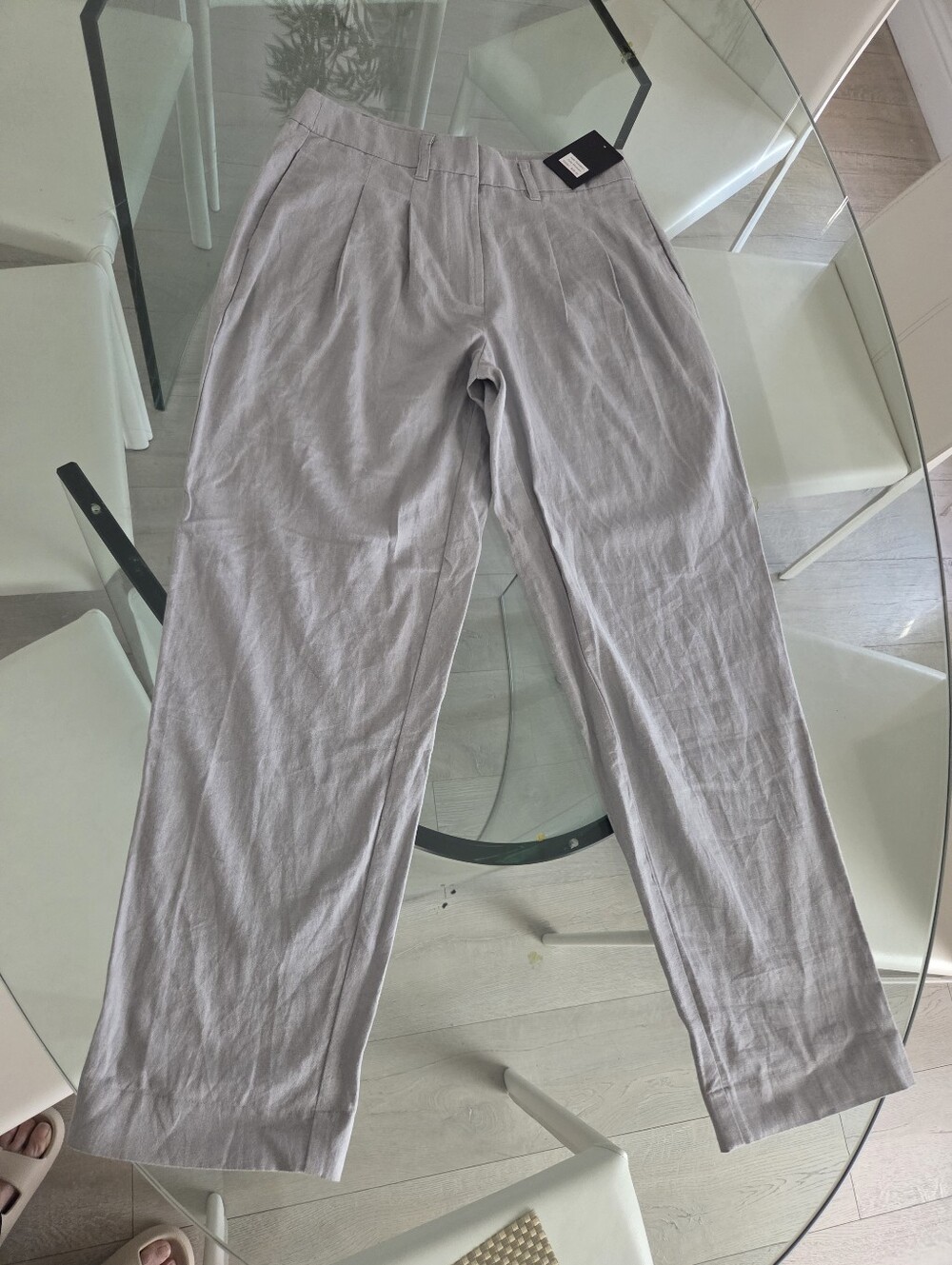 NWT Linen & Cotton Light Gray Casual Trousers